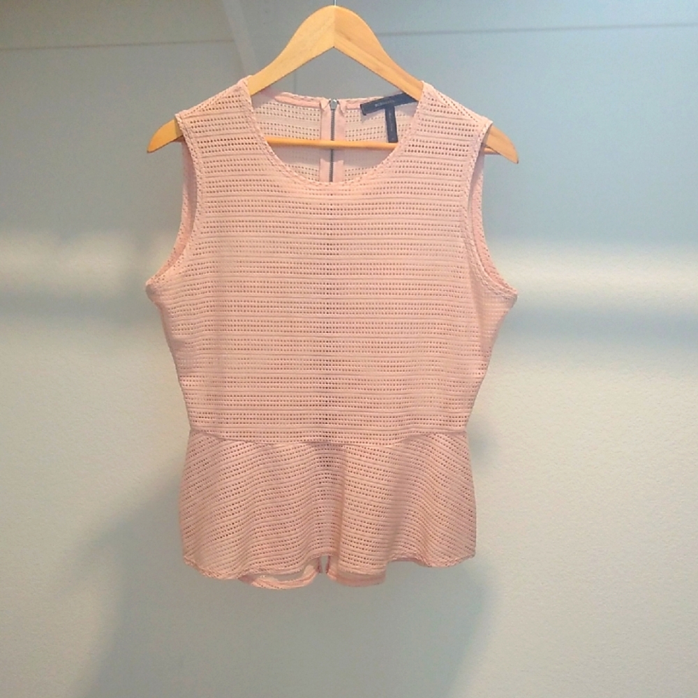 BCBGMAXAZRIA Sleeveless Pink Peplum Top
